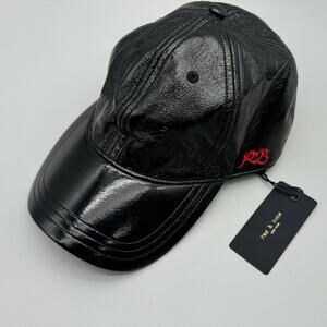 NWT Rag & Bone Hat Womens One Size Black Faux Leather Rain Baseball Cap Trendy